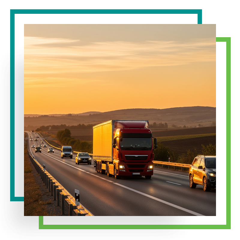 Semi-truck on a highway