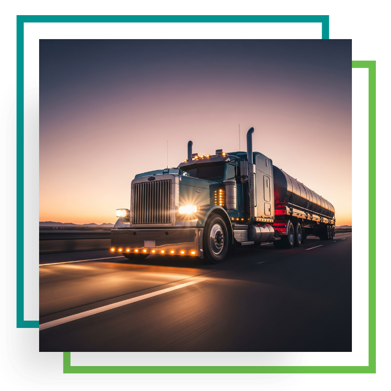 Semi-Truck driving at dusk