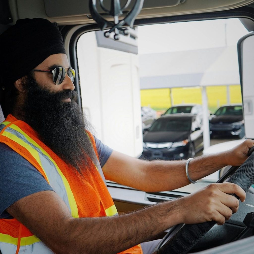 a truck driver driving