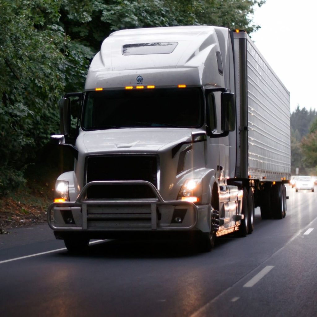 a white semi truck