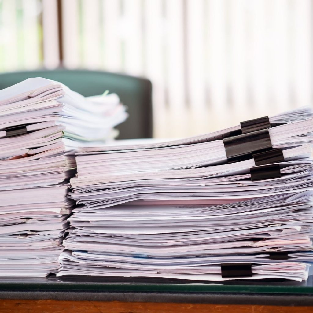 stacks of paper work