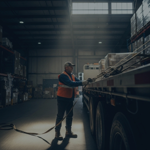 Man loading a semi-truck