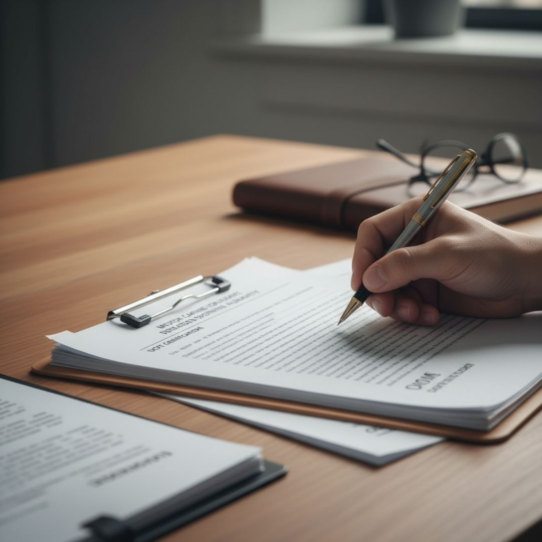 person filling out paperwork